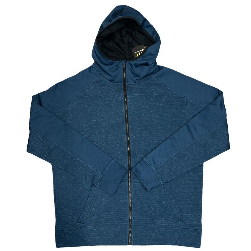 Champion C9 Hooded Jacket Mens XL Blue Tech Fleece Full Zip Athletic Pockets